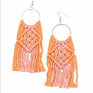 NWT Paparazzi Earrings Orange Macrame Fringe